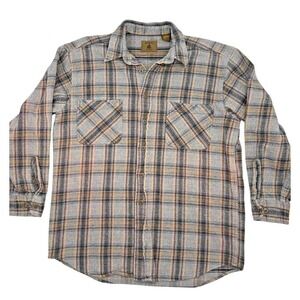 St. John's Bay Women's Heavy Flannel‎ Plaid Shirt Button Front Cotton Outdoors L